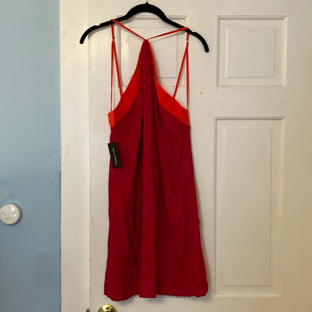 Reformation Viscose Halter Mini Dress Pink Orange Size 8 NWT